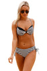 Black White Striped Push Up 2pcs Bikini Swimsuit
